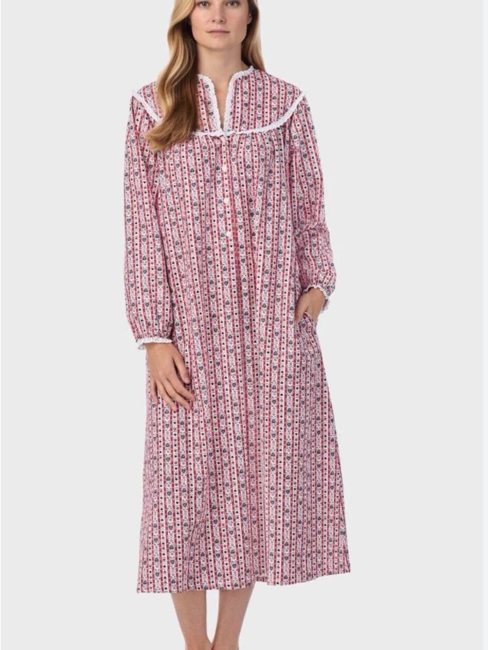 Lanz of Salzburg NWT Flannel Nightgown Floral Preppy Prairie Boho Womens 1X NWT